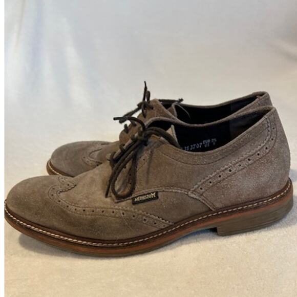 MEPHISTO Tan Light Brown Suede Wingtip Brogue Oxfords Dress Shoes Casual Men's 9 - Picture 9 of 12